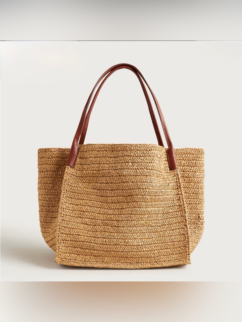 NEW J. Crew Large handknotted packable tote bag leather straps BZ445 $178
